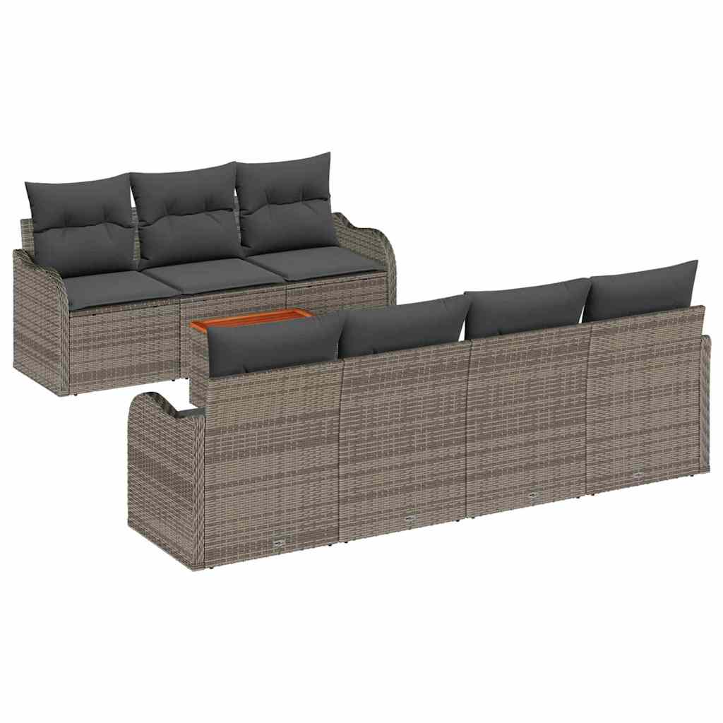 Ensemble de canapé de jardin avec stockage 8 pcs Gris polyrotin - XIOS