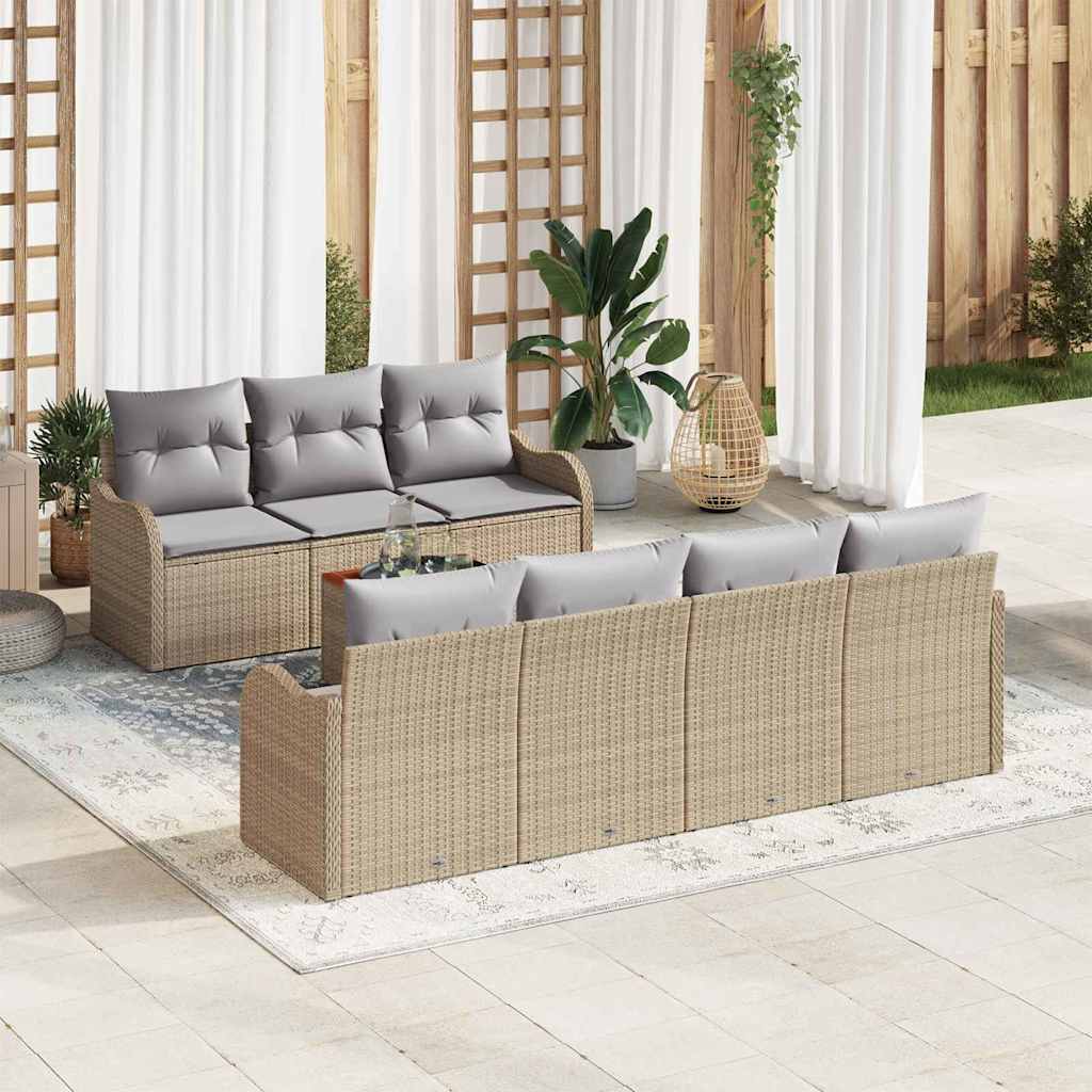 Ensemble de canapé de jardin 8 pcs Beige et Gris clair - XIOS