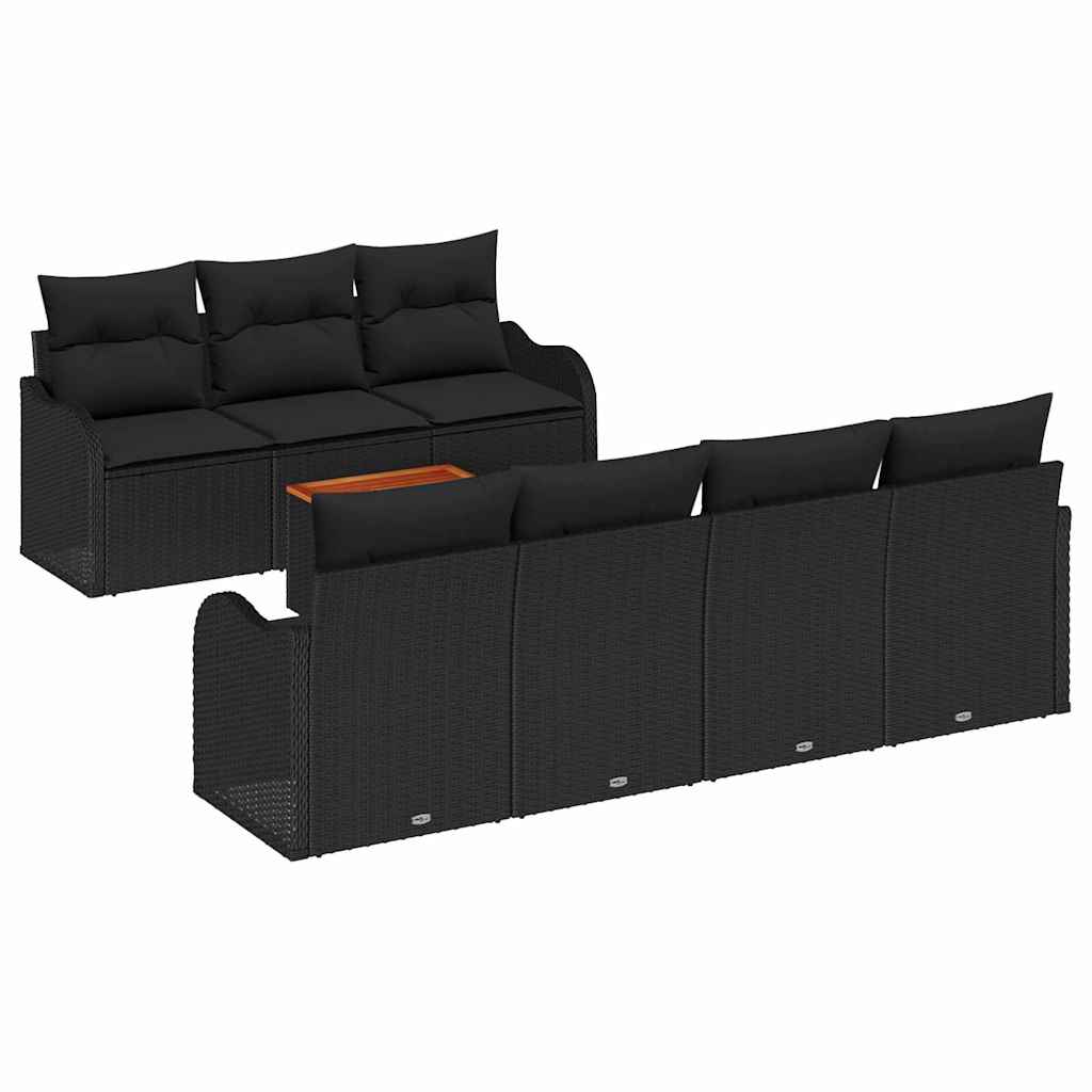 Ensemble de canapé de jardin avec stockage 8 pcs Noir polyrotin - XIOS
