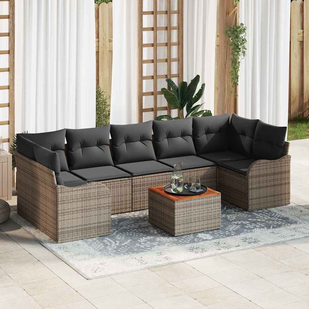 Ensemble de canapé de jardin avec stockage 8 pcs Gris polyrotin - XIOS