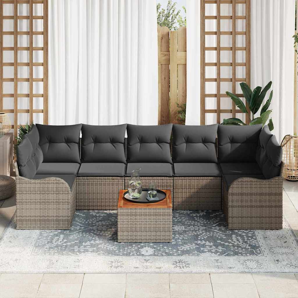 Ensemble de canapé de jardin avec stockage 8 pcs Gris polyrotin - XIOS