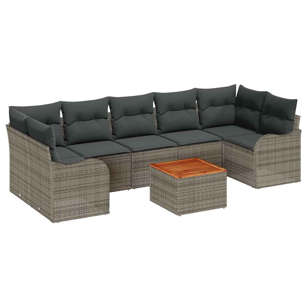 Ensemble de canapé de jardin avec stockage 8 pcs Gris polyrotin - XIOS