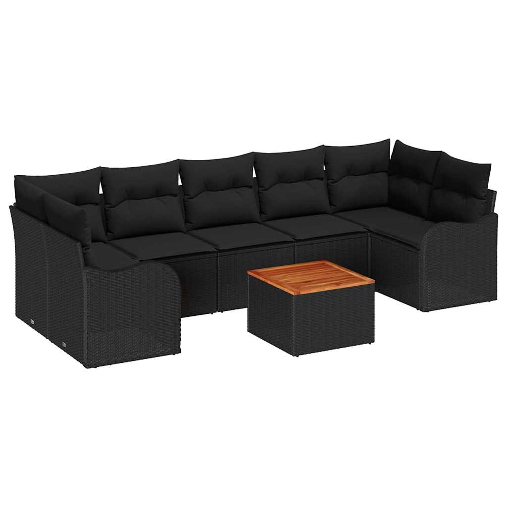 Ensemble de canapé de jardin avec stockage 8 pcs Noir polyrotin - XIOS
