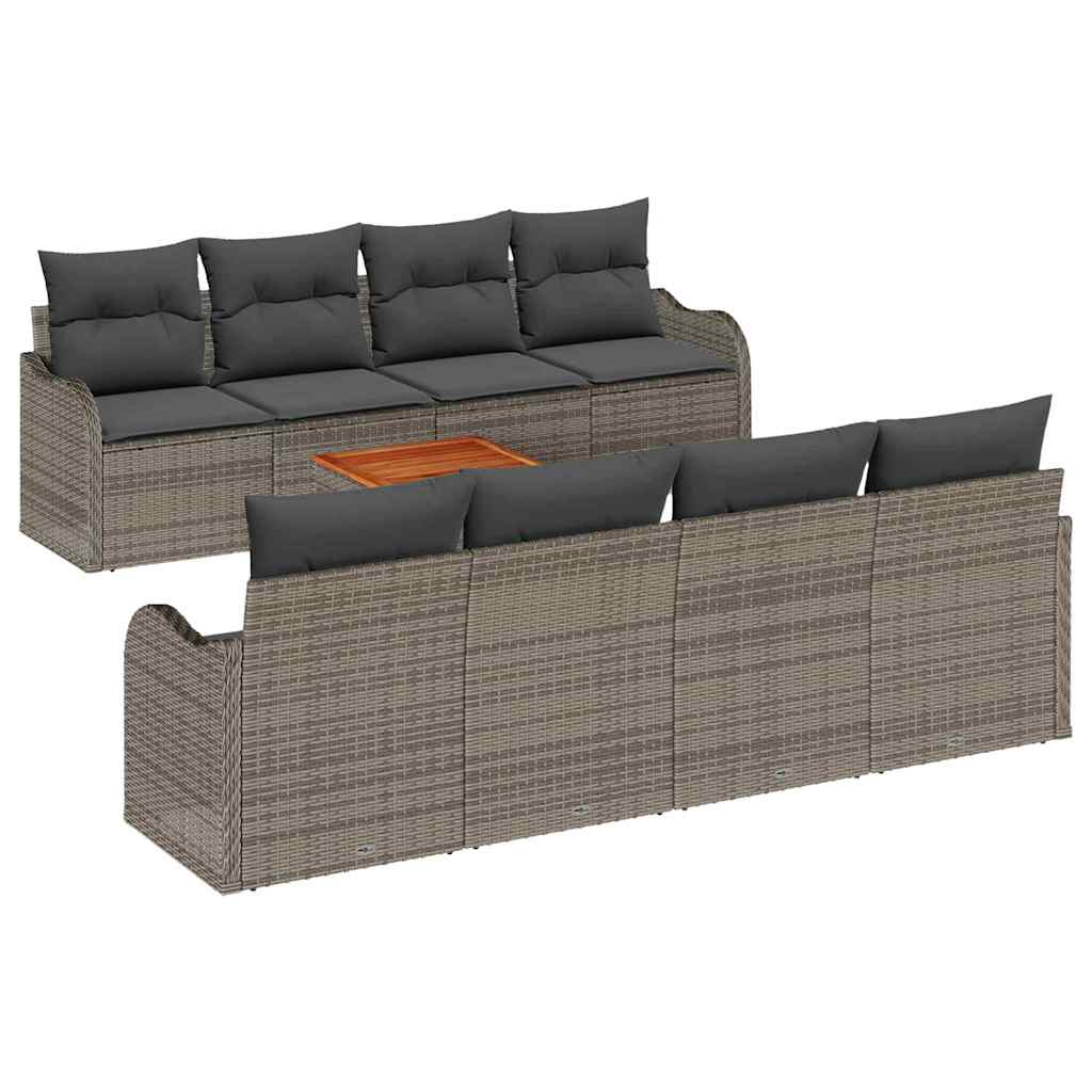 Ensemble de canapé de jardin avec stockage 9 pcs Gris polyrotin - XIOS