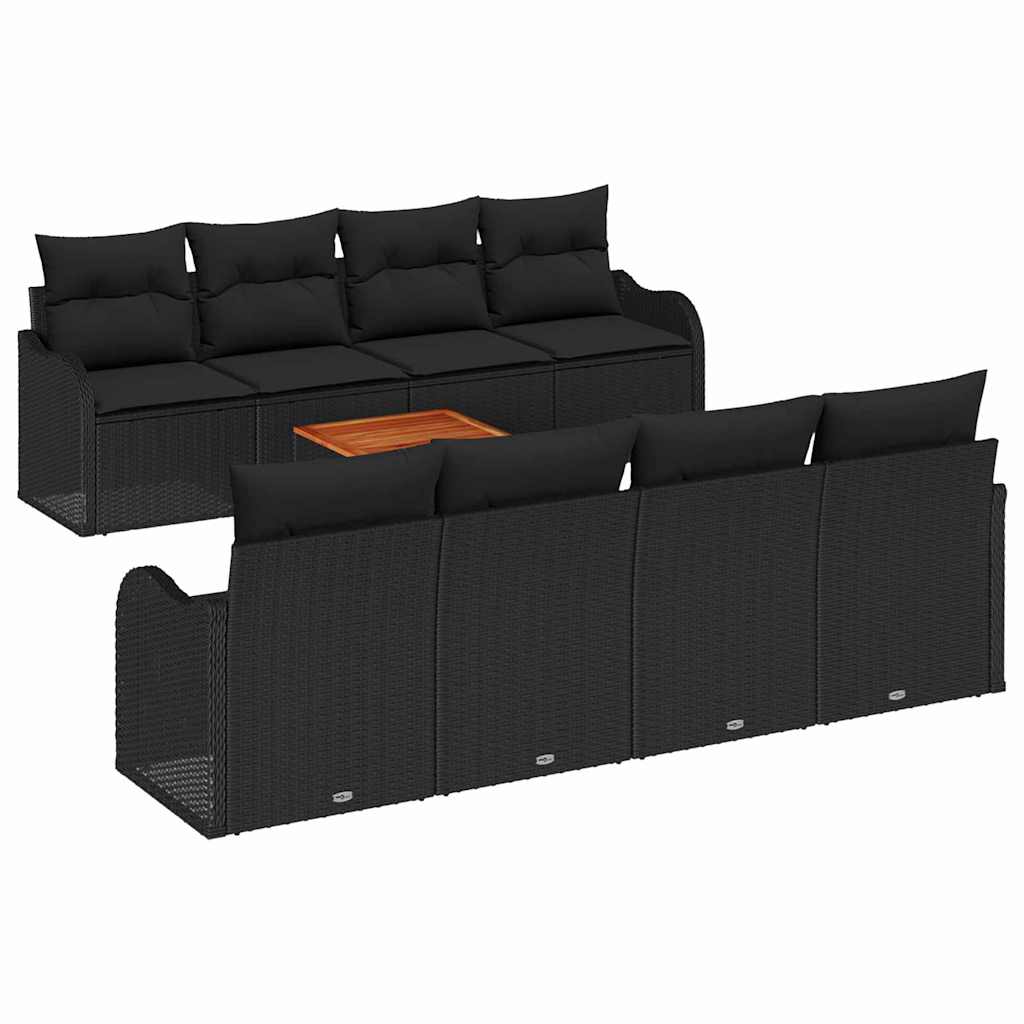 Ensemble de canapé de jardin avec stockage 9 pcs Noir polyrotin - XIOS