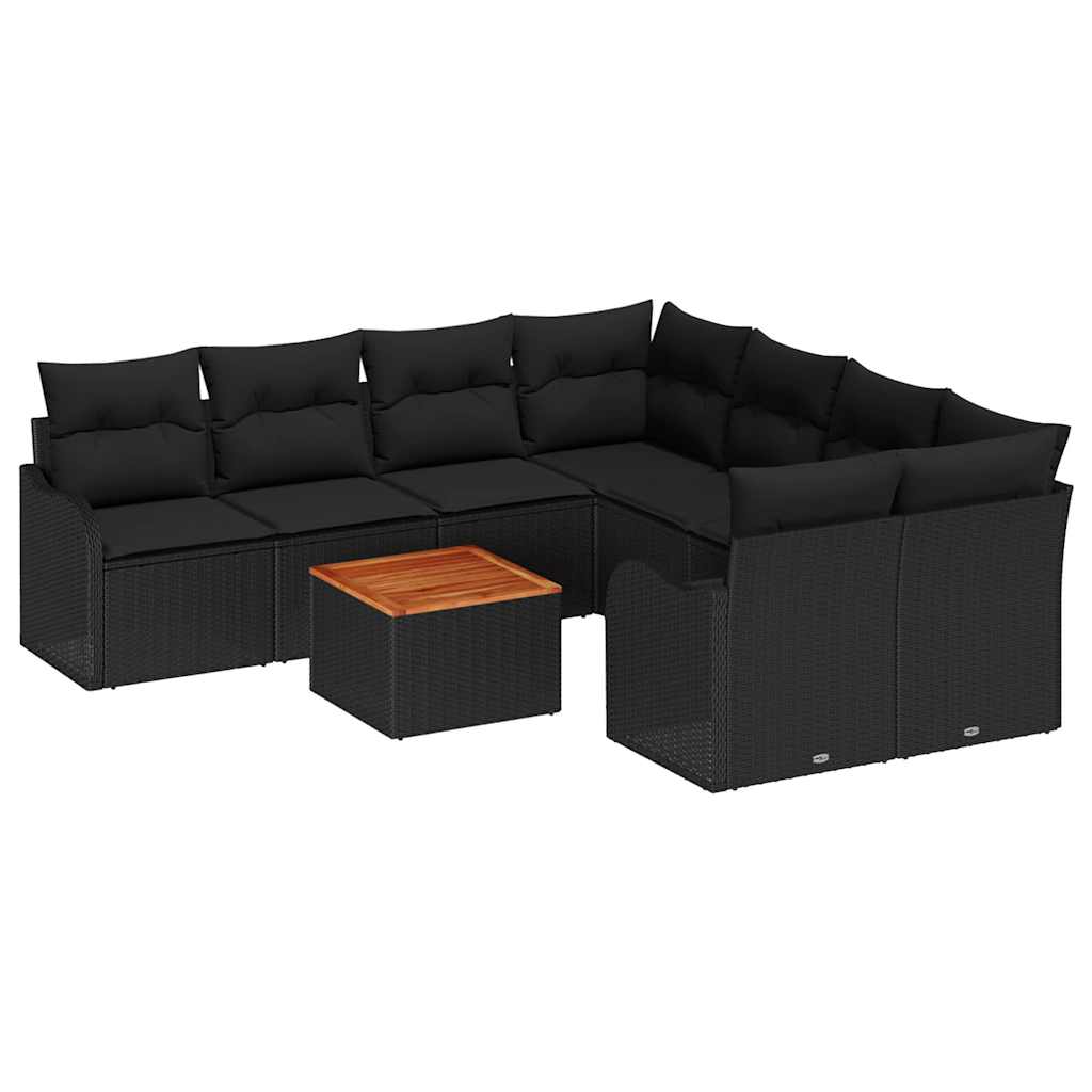 Ensemble de canapé de jardin avec stockage 9 pcs Noir polyrotin - XIOS