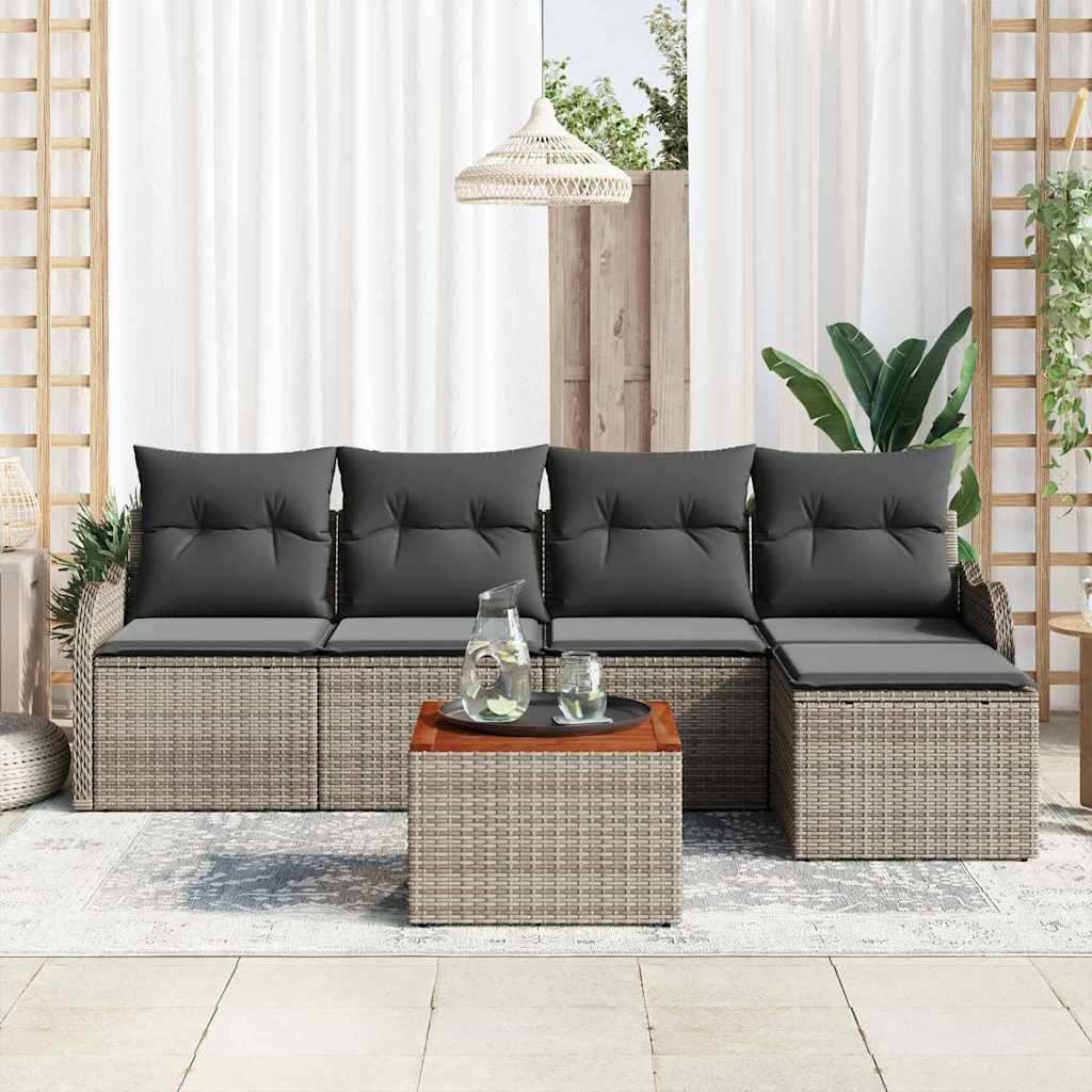 Ensemble de canapé de jardin avec stockage 6 pcs Gris polyrotin - XIOS