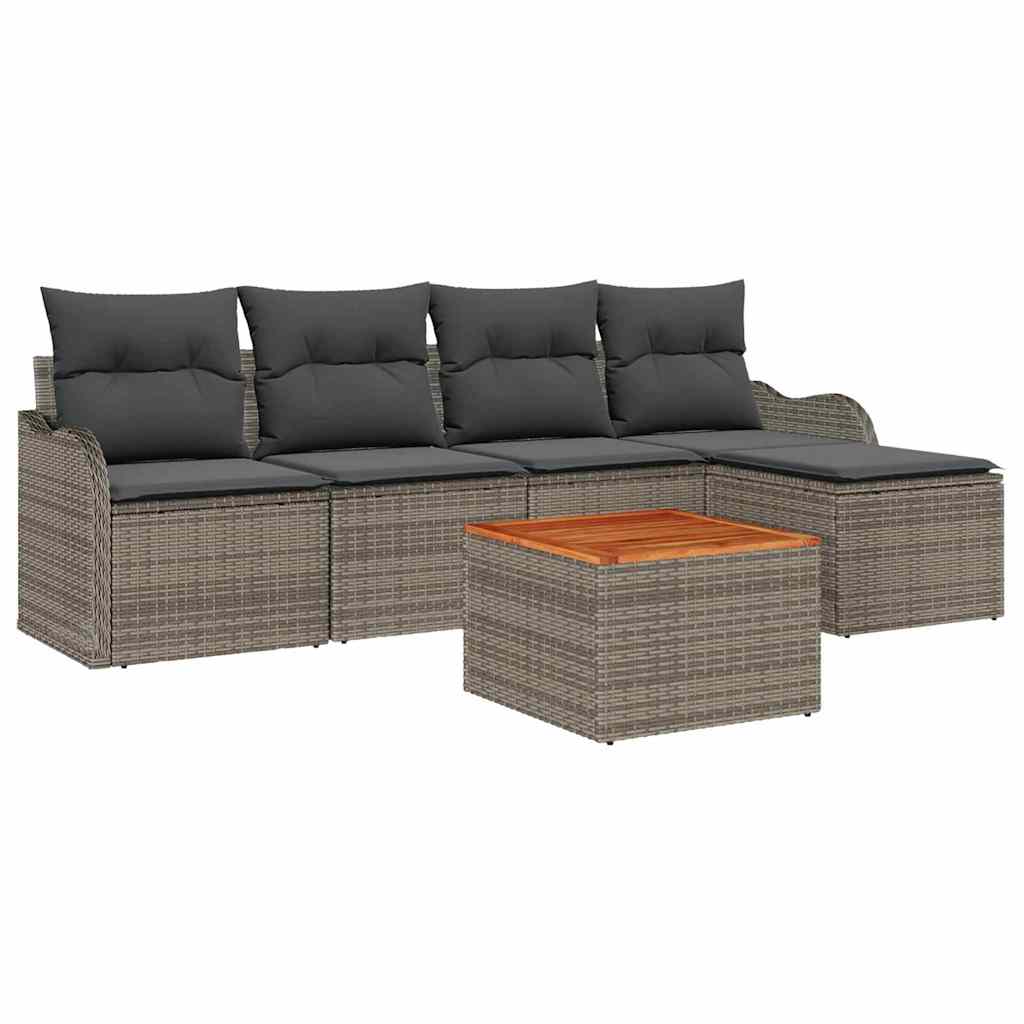 Ensemble de canapé de jardin avec stockage 6 pcs Gris polyrotin - XIOS
