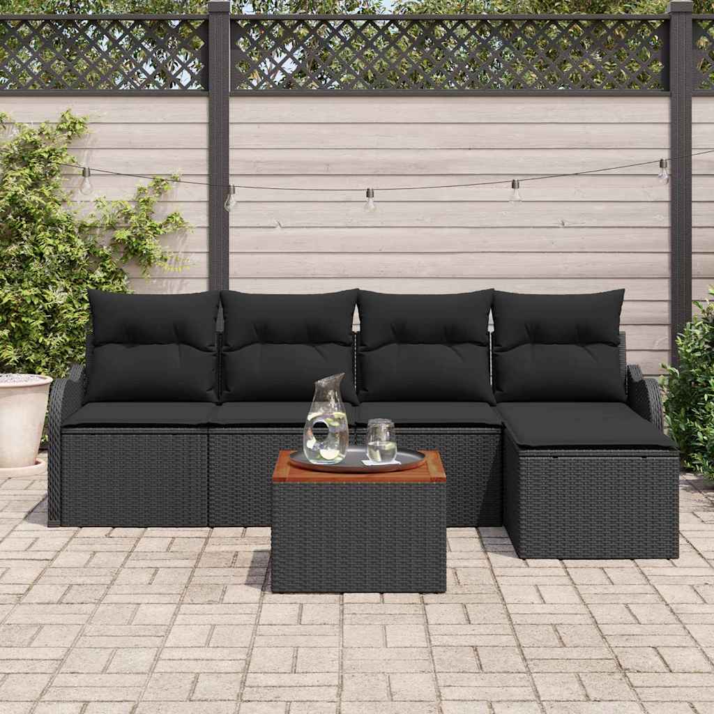 Ensemble de canapé de jardin avec stockage 6 pcs Noir polyrotin - XIOS