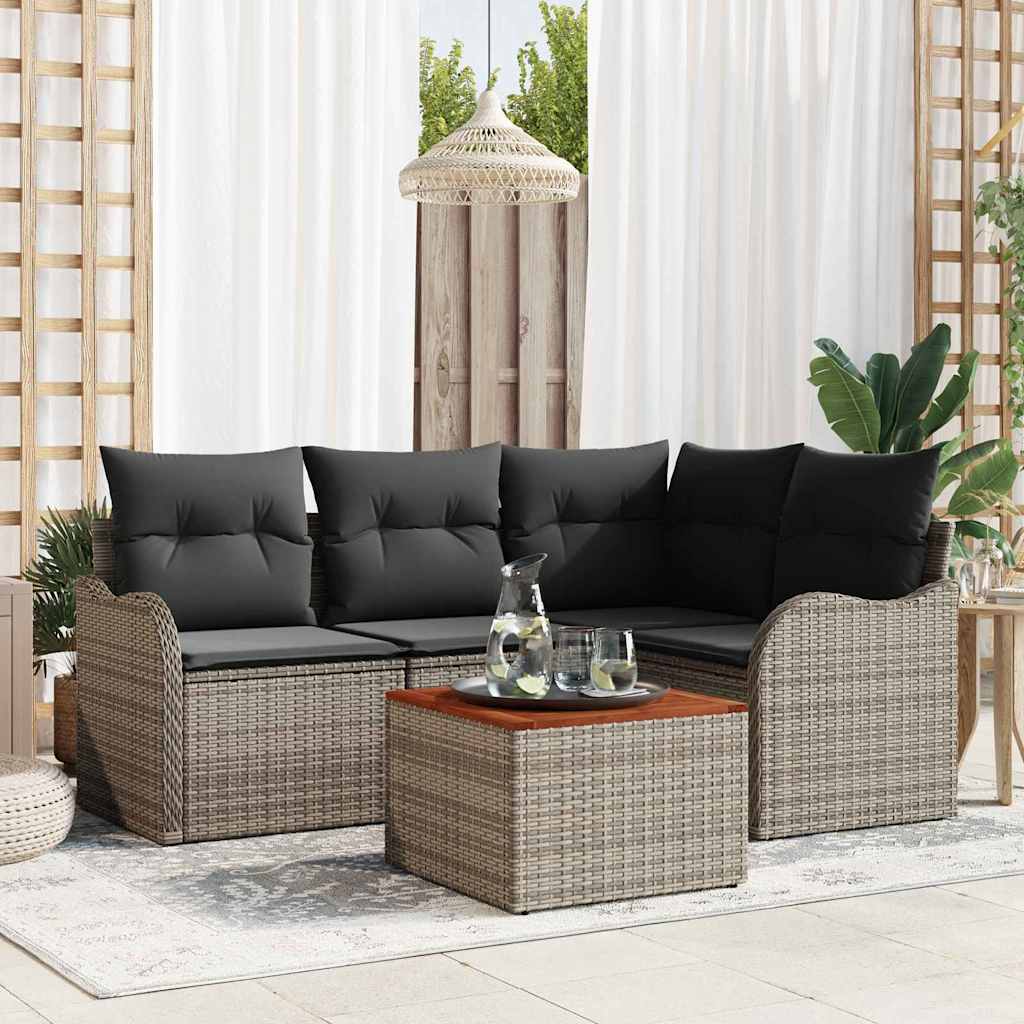 Ensemble de canapé de jardin avec stockage 5 pcs Gris polyrotin - XIOS