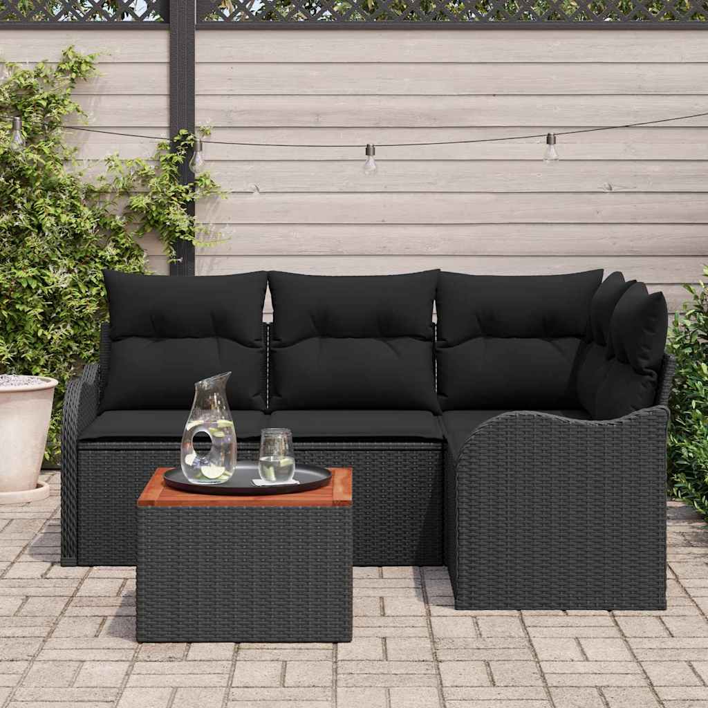 Ensemble de canapé de jardin avec stockage 5 pcs Noir polyrotin - XIOS