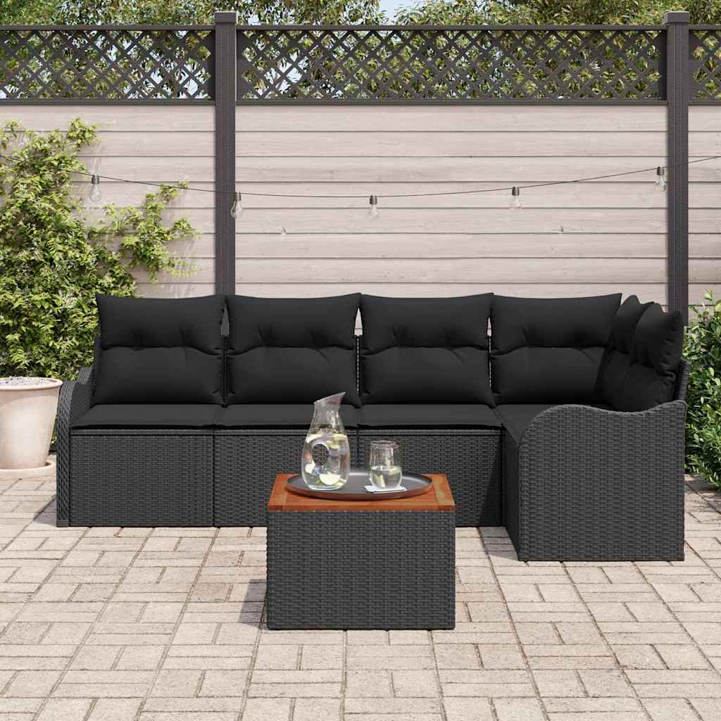 Ensemble de canapé de jardin avec stockage 6 pcs Noir polyrotin - XIOS