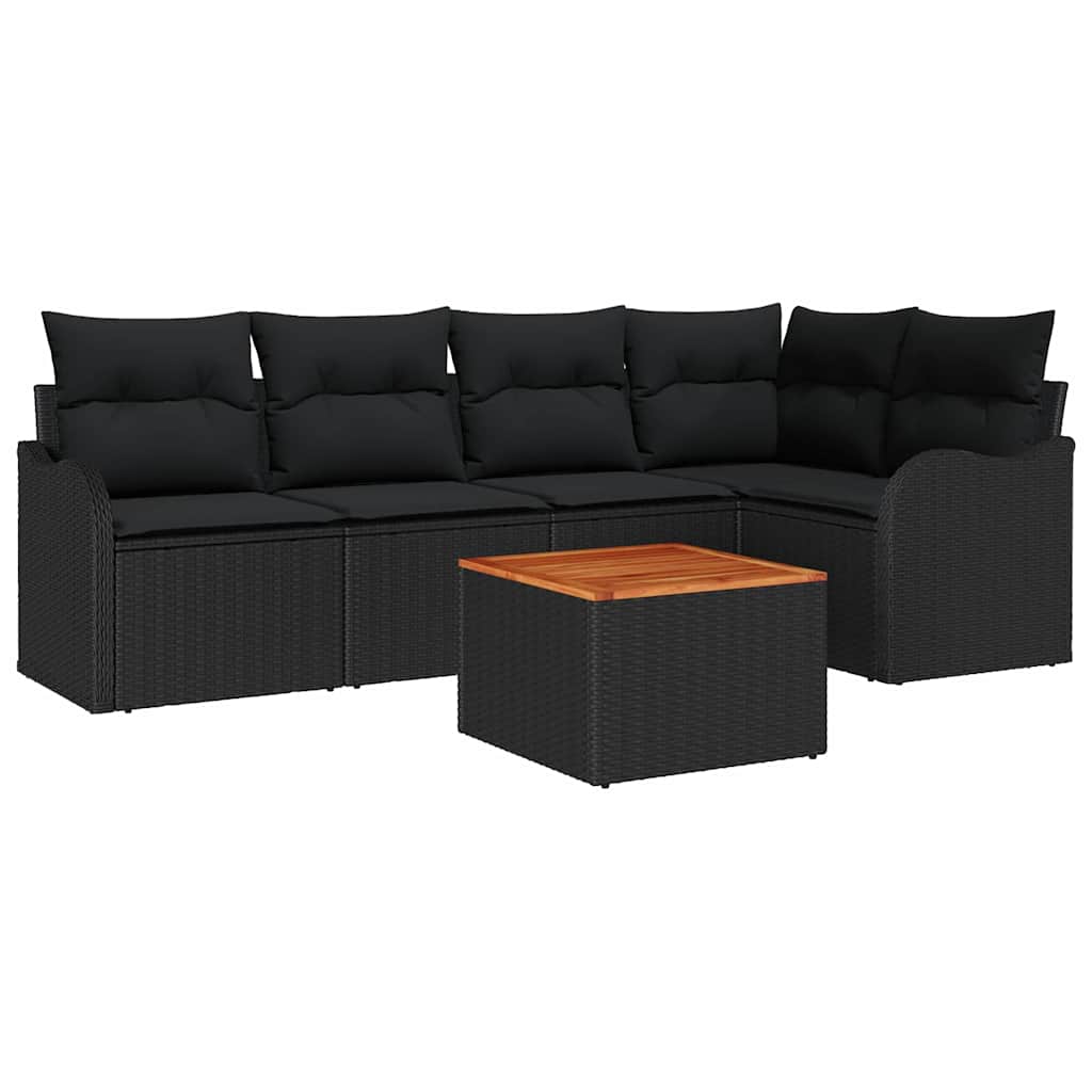 Ensemble de canapé de jardin avec stockage 6 pcs Noir polyrotin - XIOS