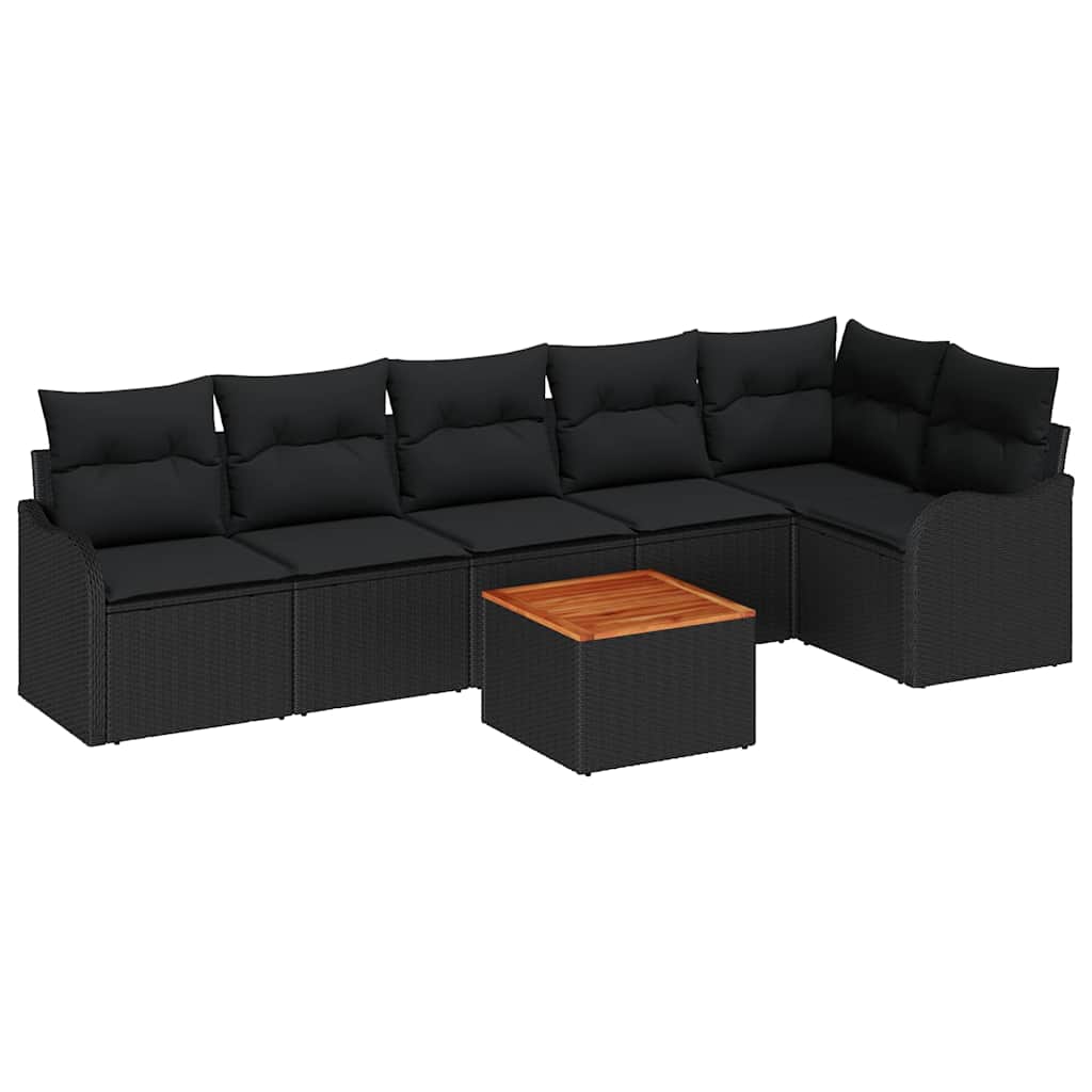 Ensemble de canapé de jardin avec stockage 7 pcs Noir polyrotin - XIOS