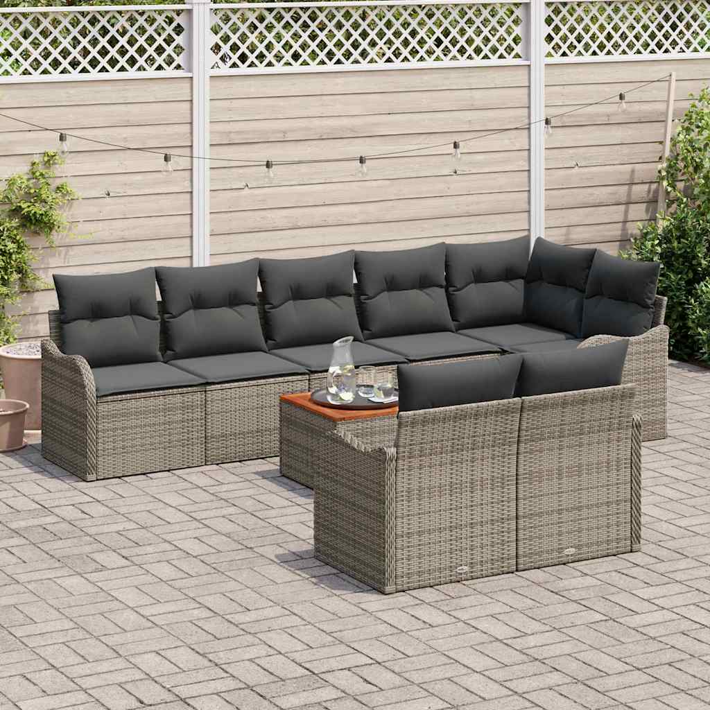 Ensemble de canapé de jardin avec stockage 9 pcs Gris polyrotin - XIOS