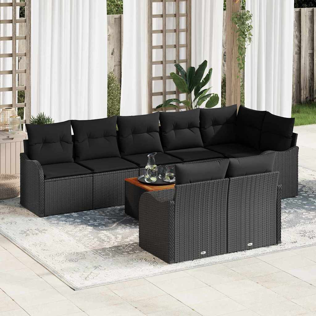 Ensemble de canapé de jardin avec stockage 9 pcs Noir polyrotin - XIOS