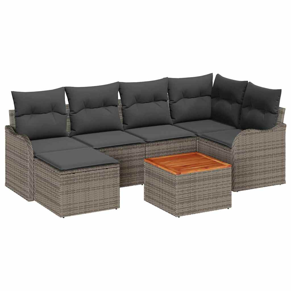 Ensemble de canapé de jardin 7 pc Gris polyrotin