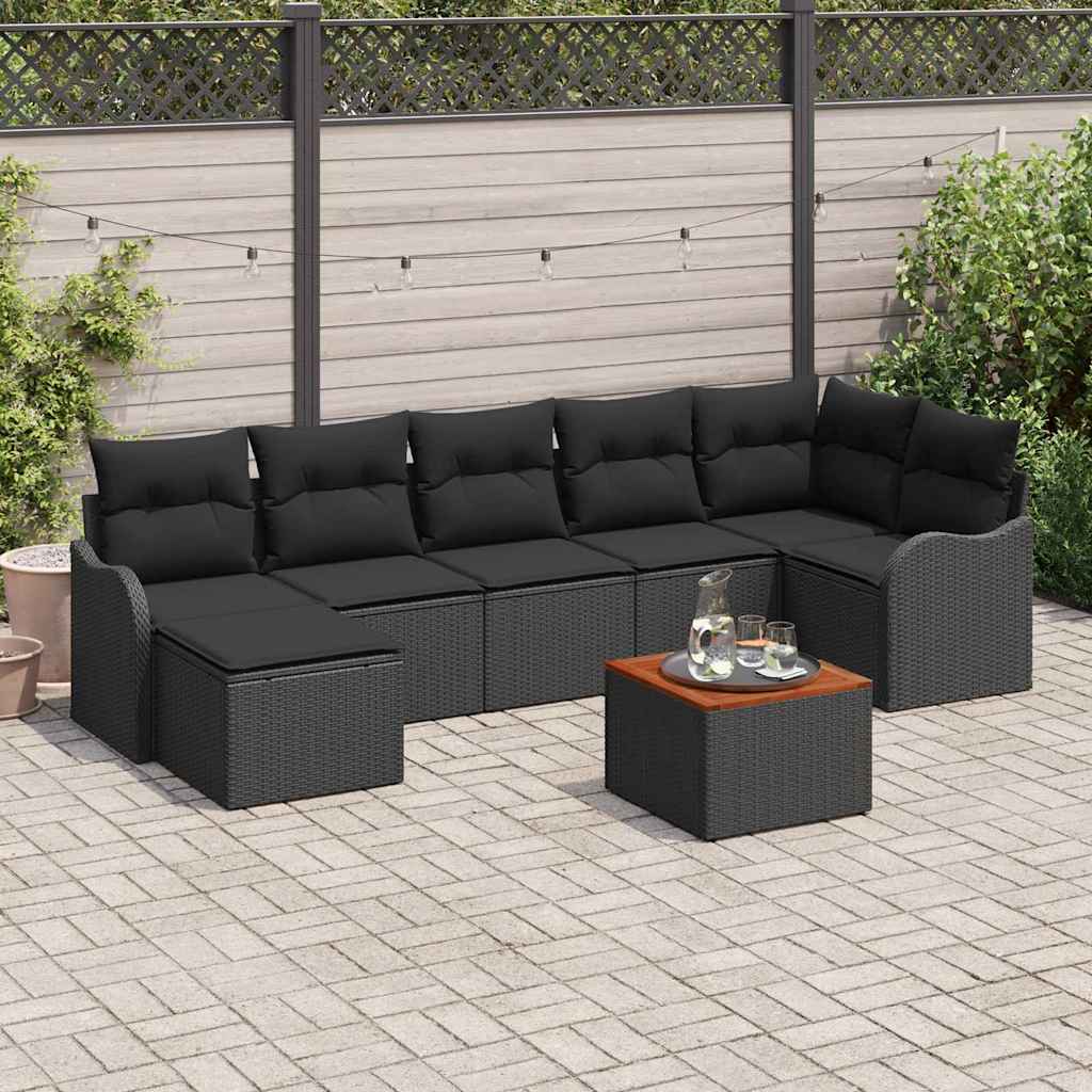 Ensemble de canapé de jardin avec stockage 8 pcs Noir polyrotin - XIOS