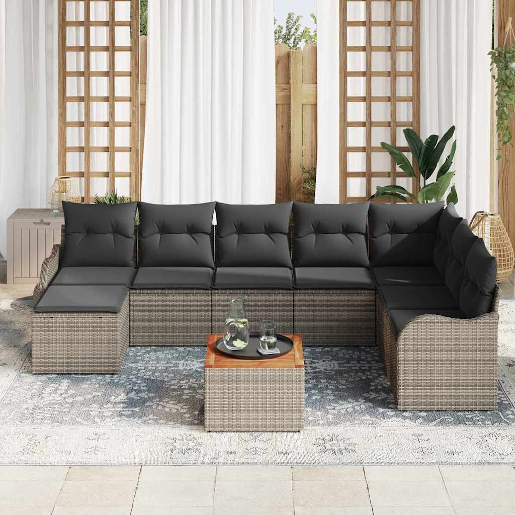 Ensemble de canapé de jardin avec stockage 9 pcs Gris polyrotin - XIOS