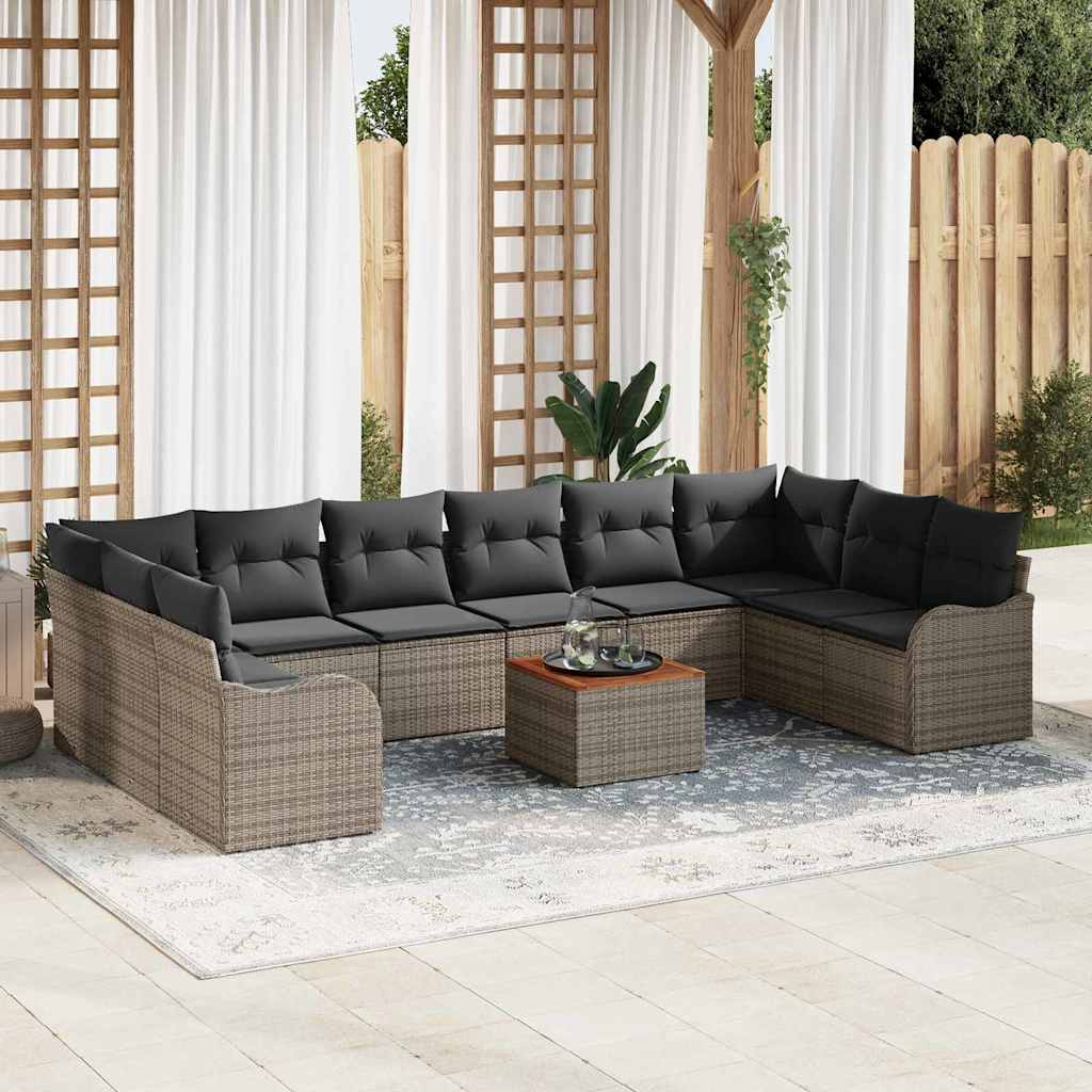 Ensemble de canapé de jardin 11 pcs Gris polyrotin - XIOS