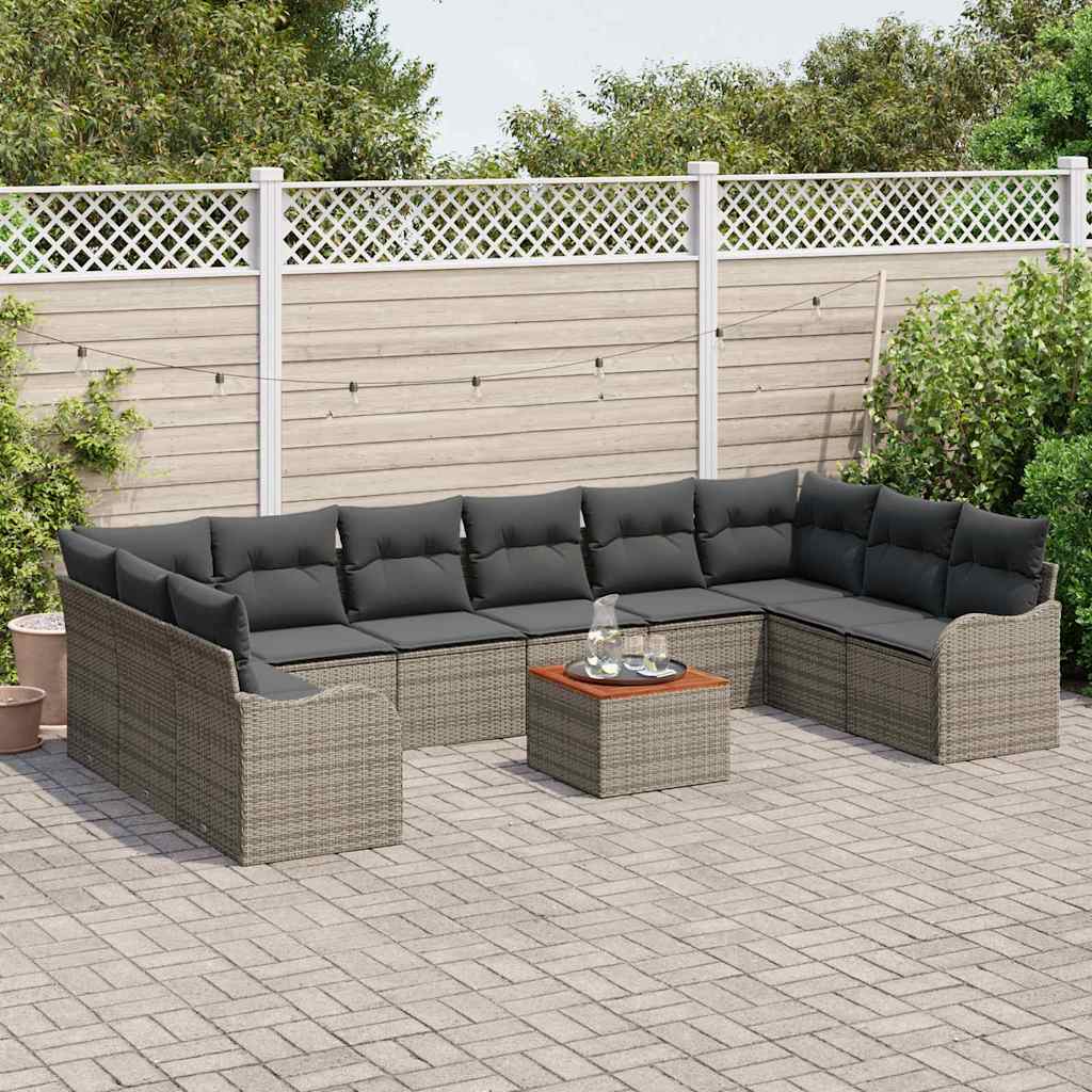 Ensemble de canapé de jardin 11 pcs Gris polyrotin - XIOS