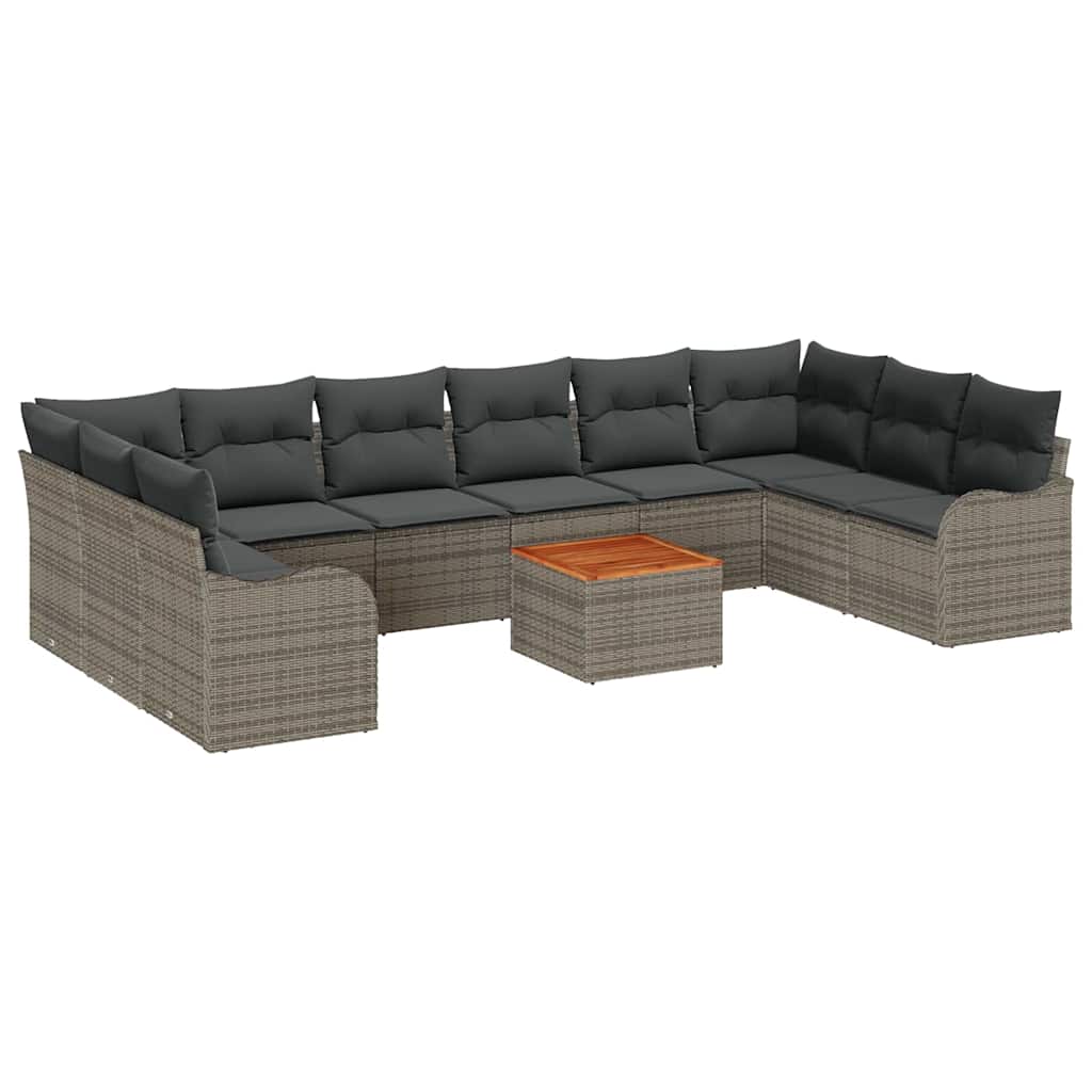 Ensemble de canapé de jardin 11 pcs Gris polyrotin - XIOS