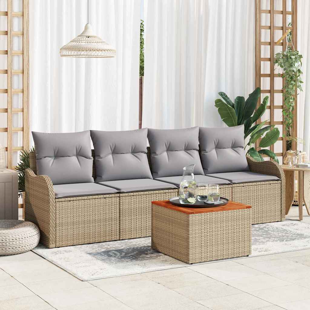 Ensemble de canapé de jardin 5 pcs Beige et Gris clair - XIOS