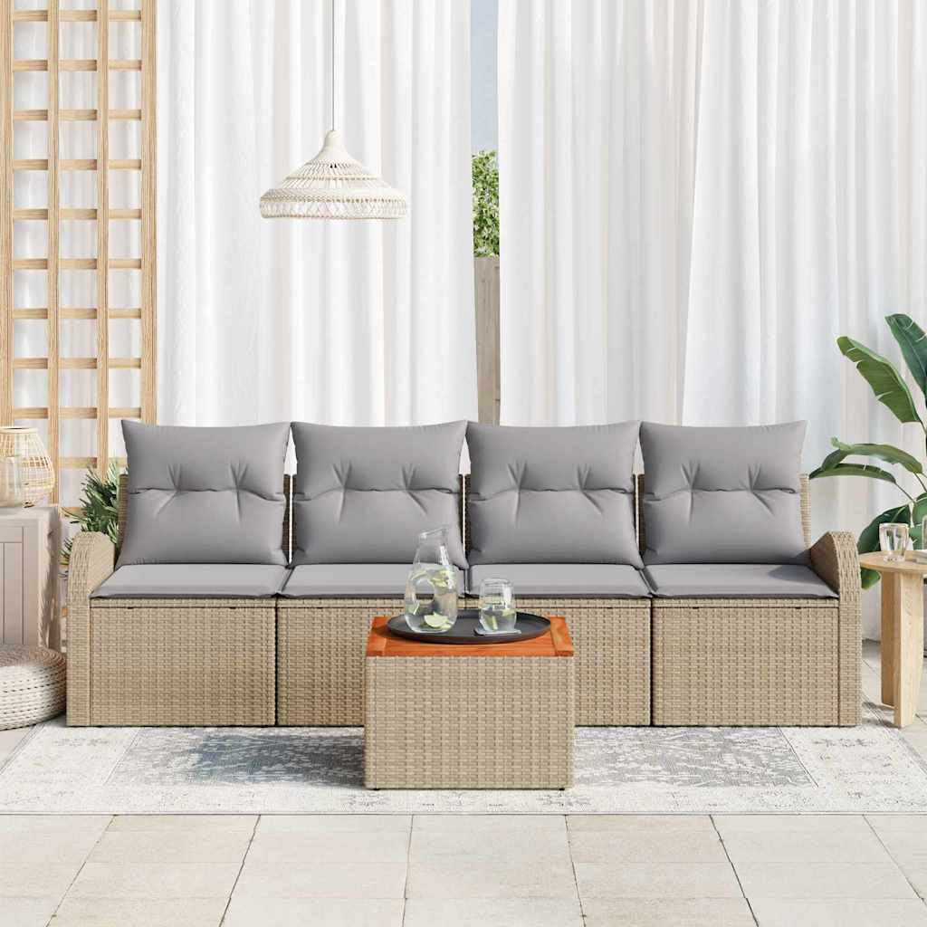 Ensemble de canapé de jardin 5 pcs Beige et Gris clair - XIOS