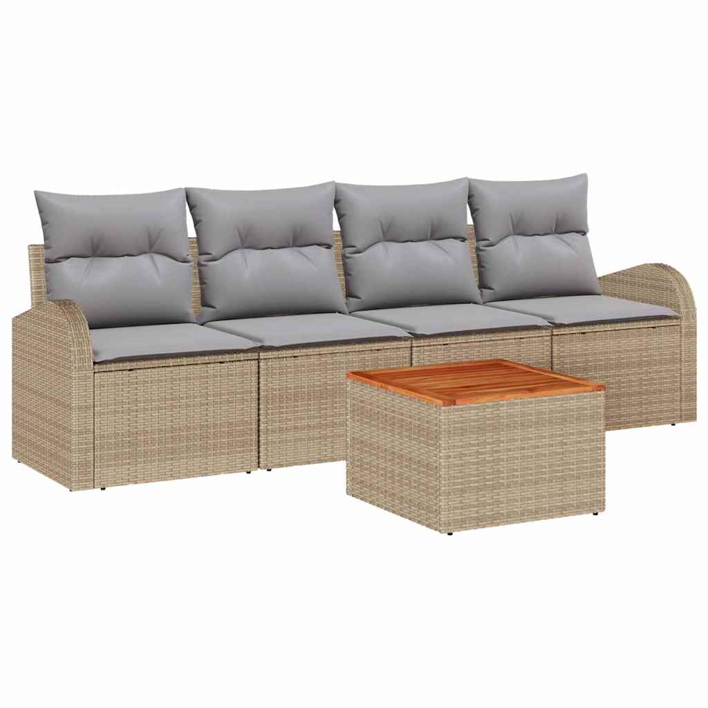 Ensemble de canapé de jardin 5 pcs Beige et Gris clair - XIOS
