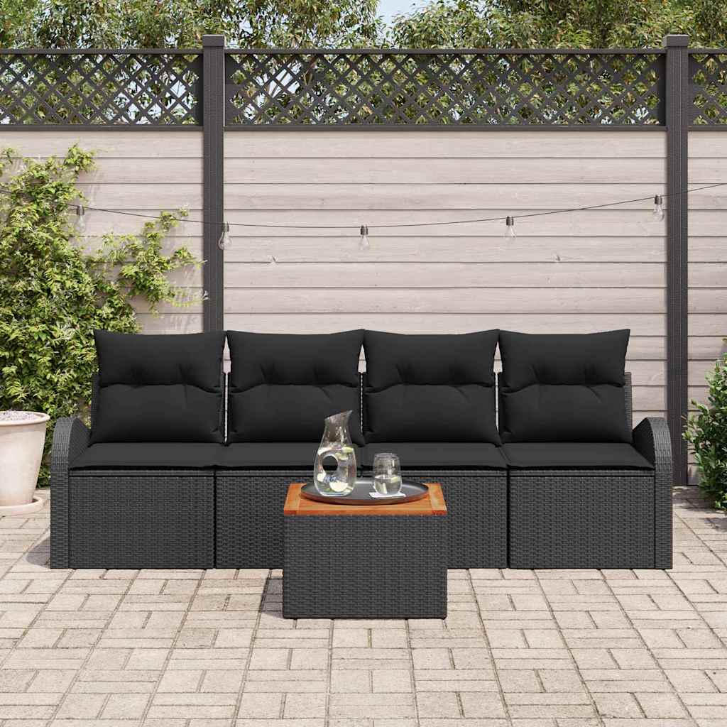 Ensemble de canapé de jardin avec stockage 5 pcs Noir polyrotin - XIOS
