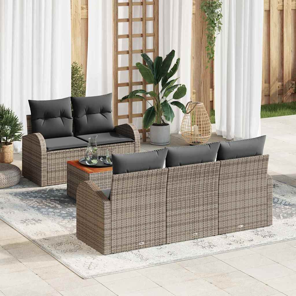 Ensemble de canapé de jardin avec stockage 6 pcs Gris polyrotin - XIOS