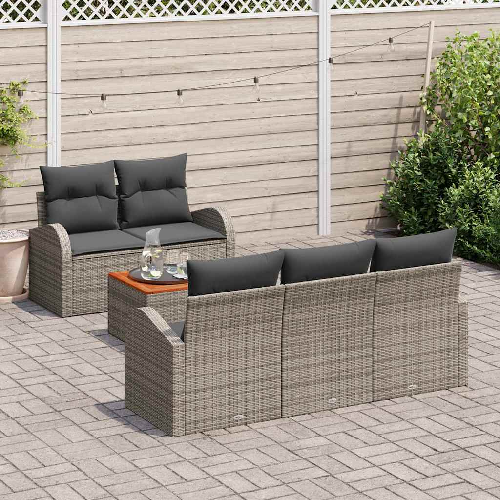 Ensemble de canapé de jardin avec stockage 6 pcs Gris polyrotin - XIOS