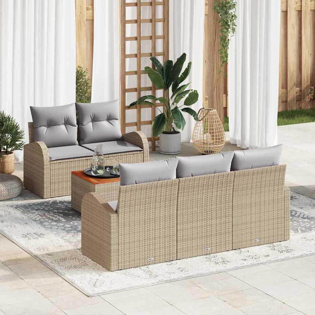 Ensemble de canapé de jardin 6 pcs Beige et Gris clair - XIOS