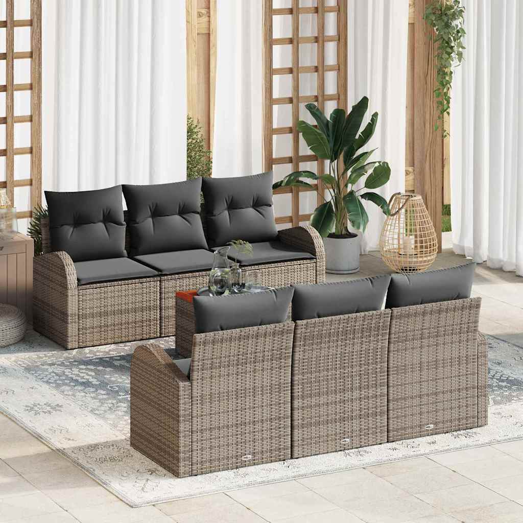 Ensemble de canapé de jardin avec stockage 7 pcs Gris polyrotin - XIOS