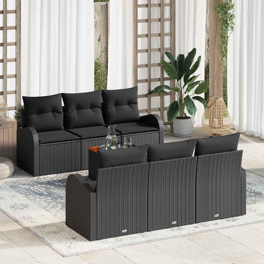 Ensemble de canapé de jardin avec stockage 7 pcs Noir polyrotin - XIOS