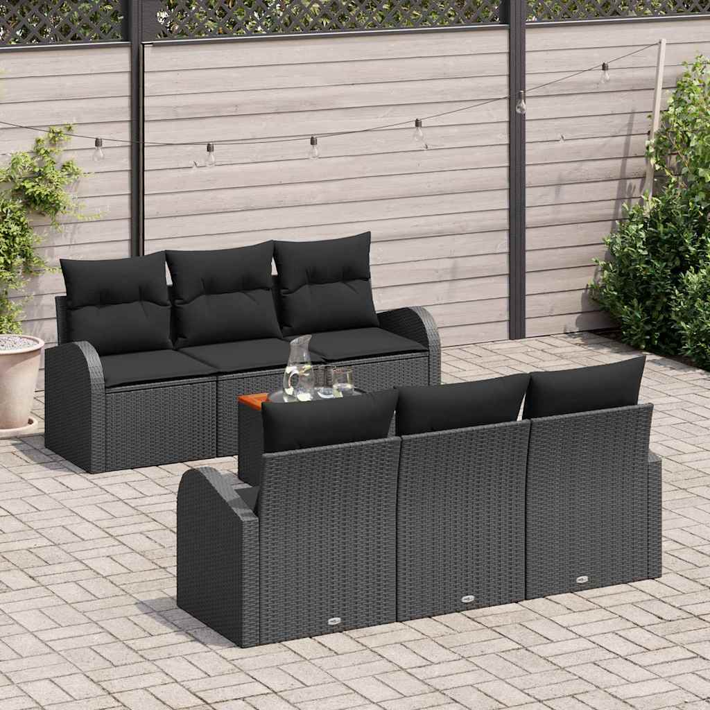 Ensemble de canapé de jardin avec stockage 7 pcs Noir polyrotin - XIOS
