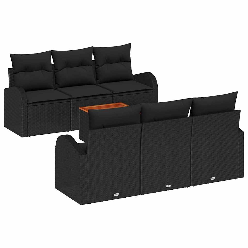 Ensemble de canapé de jardin avec stockage 7 pcs Noir polyrotin - XIOS