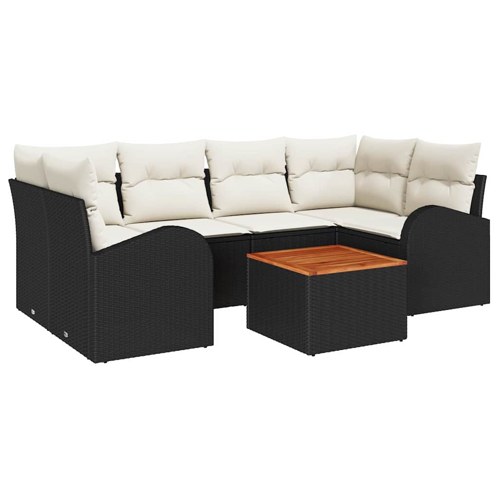Ensemble de canapé de jardin 7 pcs Noir et Crème polyrotin - XIOS