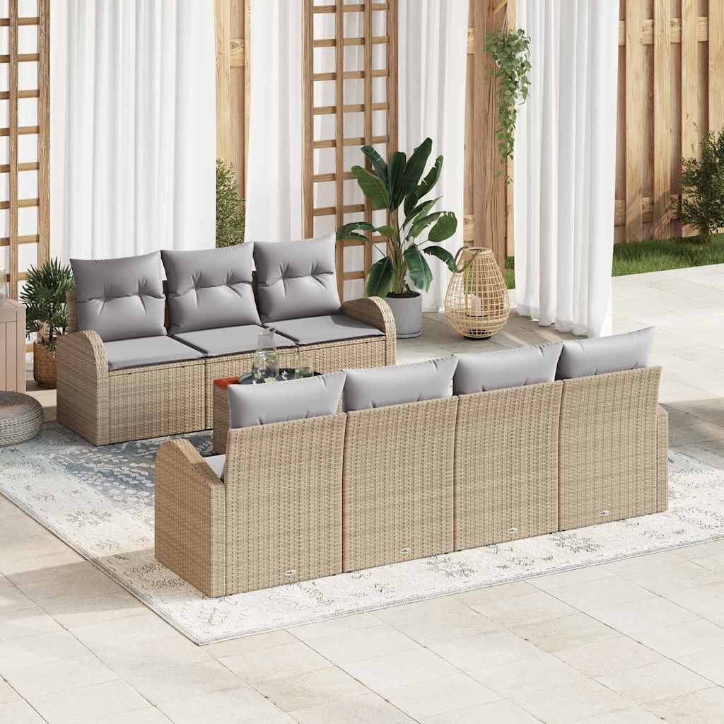 Ensemble de canapé de jardin 8 pcs Beige et Gris clair - XIOS