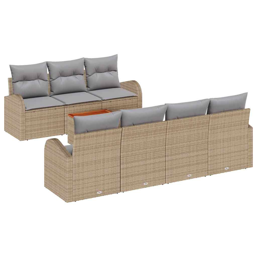 Ensemble de canapé de jardin 8 pcs Beige et Gris clair - XIOS