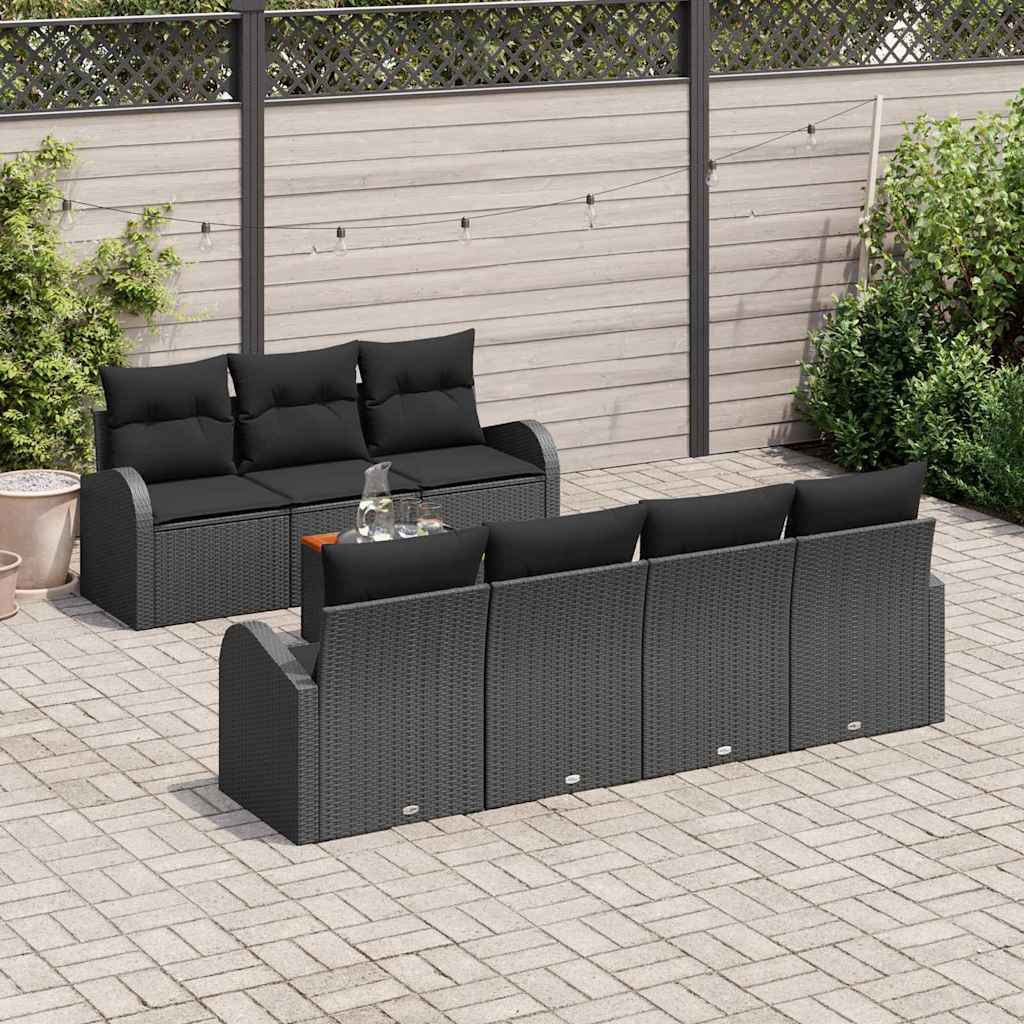 Ensemble de canapé de jardin avec stockage 8 pcs Noir polyrotin - XIOS