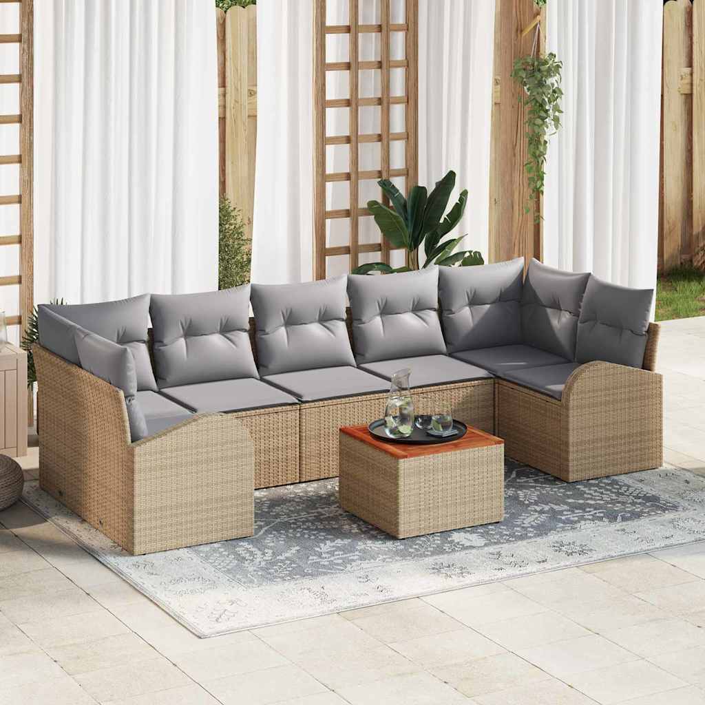 Ensemble de canapé de jardin 8 pcs Beige et Gris clair - XIOS