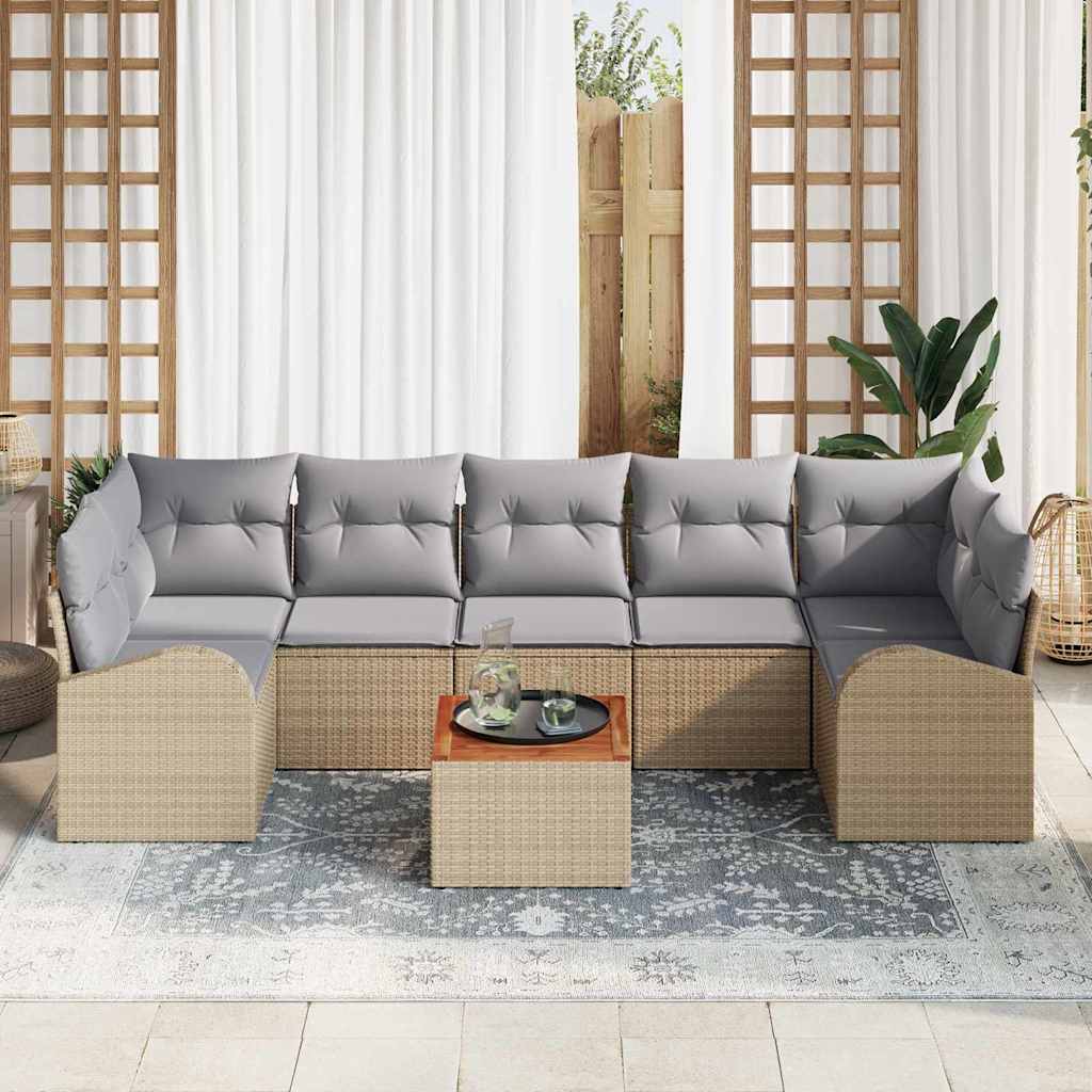 Ensemble de canapé de jardin 8 pcs Beige et Gris clair - XIOS