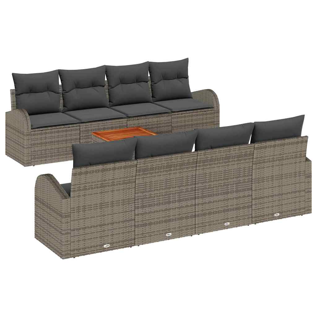 Ensemble de canapé de jardin avec stockage 9 pcs Gris polyrotin - XIOS