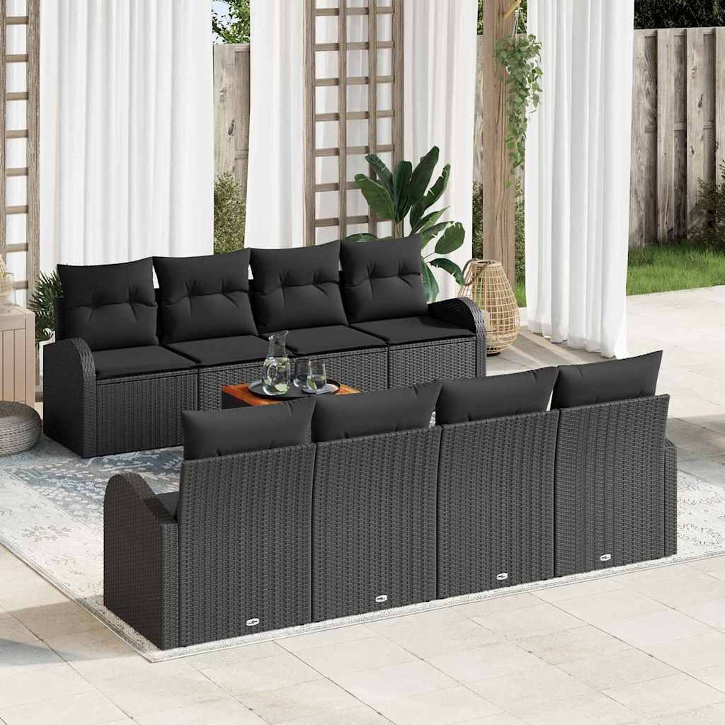 Ensemble de canapé de jardin avec stockage 9 pcs Noir polyrotin - XIOS