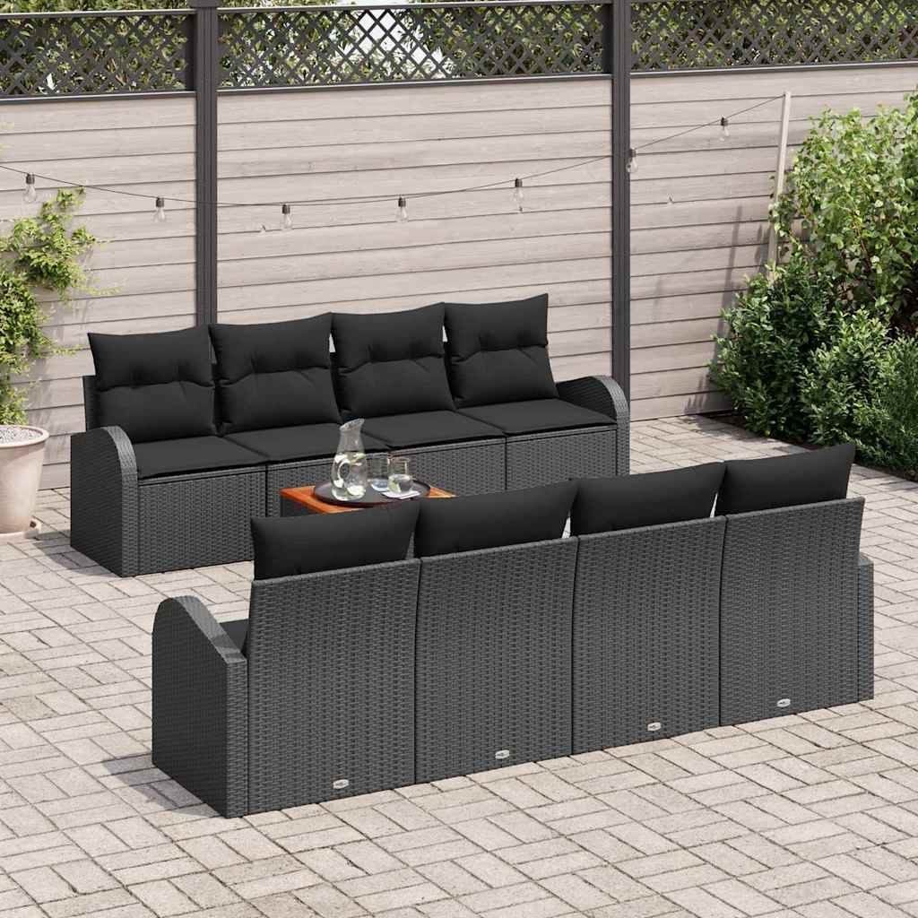 Ensemble de canapé de jardin avec stockage 9 pcs Noir polyrotin - XIOS