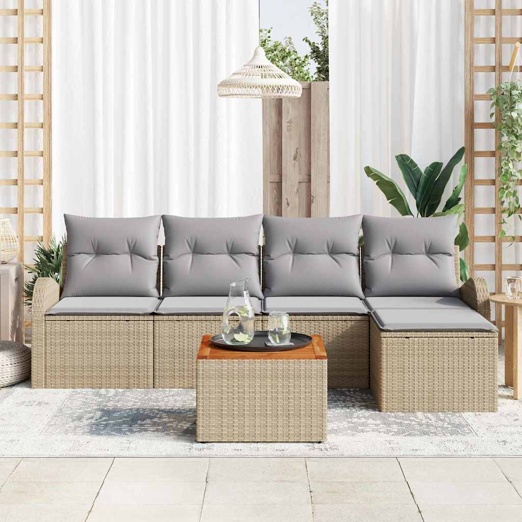 Ensemble de canapé de jardin 6 pcs Beige et Gris clair - XIOS