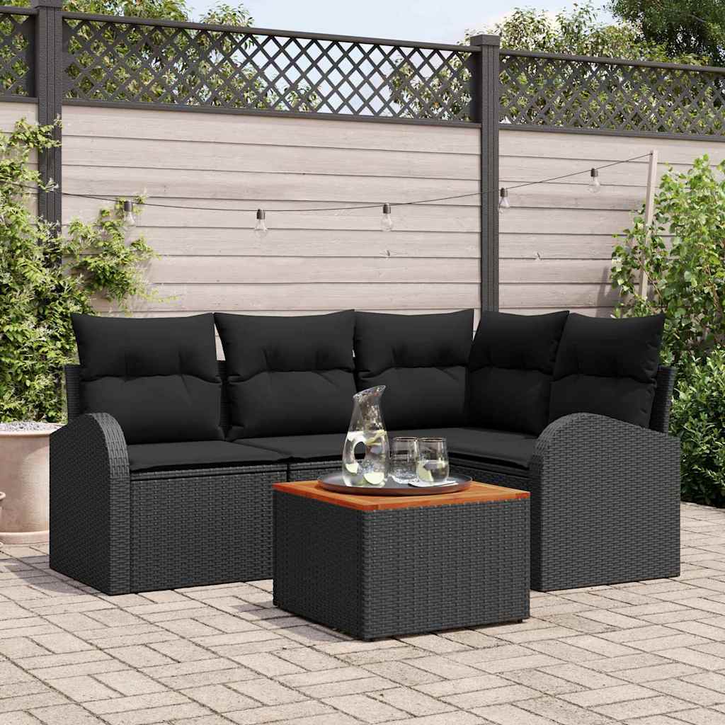 Ensemble de canapé de jardin avec stockage 5 pcs Noir polyrotin - XIOS
