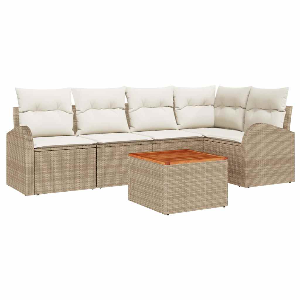 Ensemble de canapé de jardin 6 pc Beige et crème polyrotin