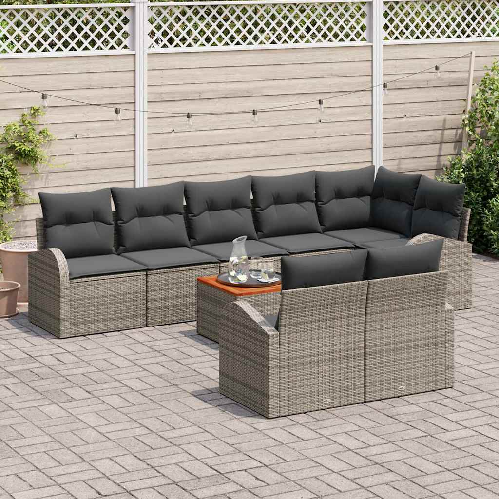 Ensemble de canapé de jardin avec stockage 9 pcs Gris polyrotin - XIOS